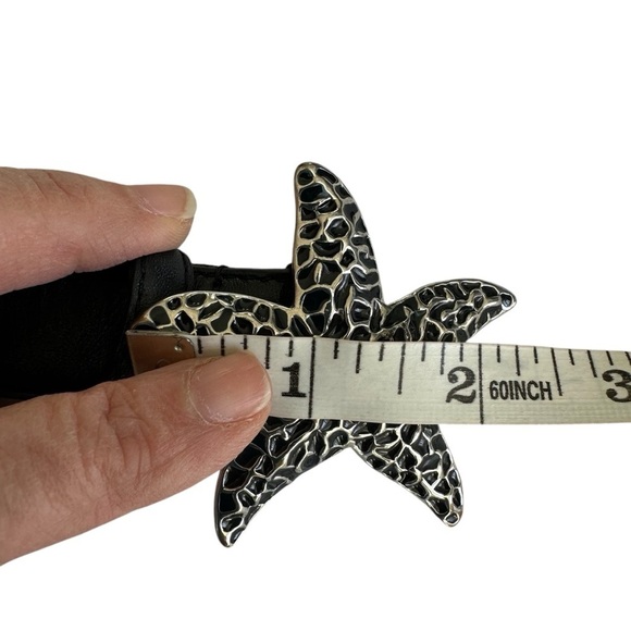 Talbots Black Leather Silver Starfish Buckle Belt, Medium - Picture 5 of 5